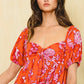 Sweetheart Neckline Floral Print Babydoll Mini Dress