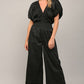 SMOCKED DETAIL OPEN TIE BACK JUMPSUIT