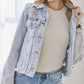 DISTRESSED LIGHT DENIM JACKET - KANCAN