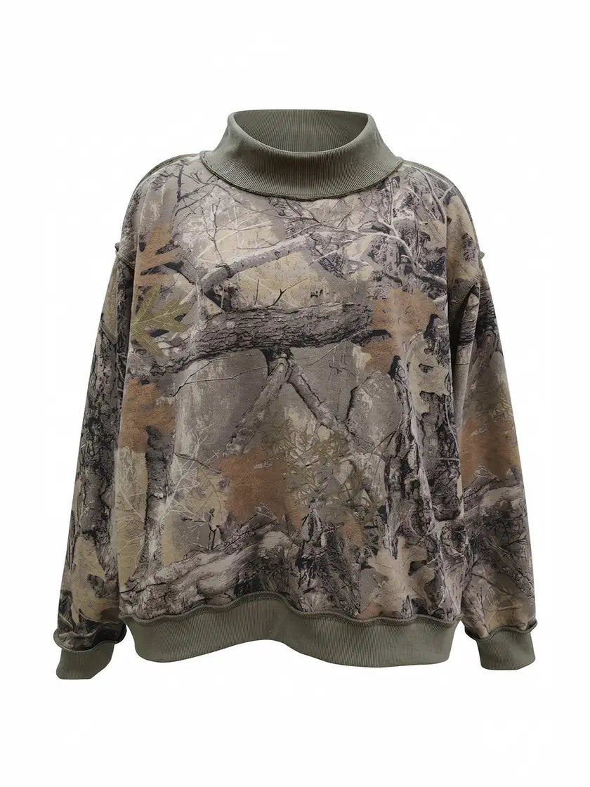Mock Neck Camo Sweatshirt