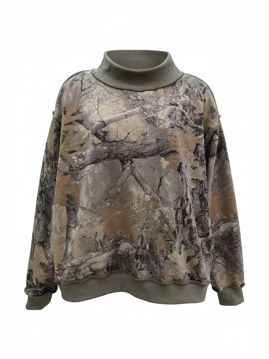 Mock Neck Camo Sweatshirt