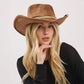 Distressed Fabric Band Rustic Cowgirl Fedora Hat