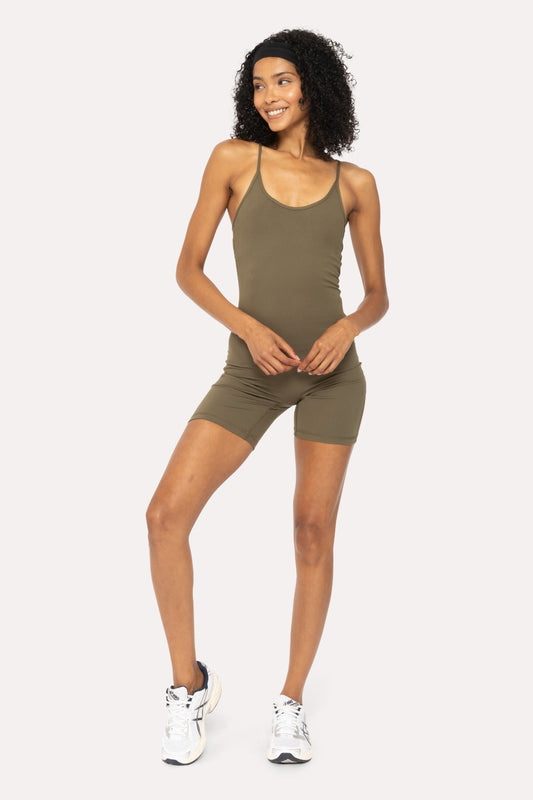 IVY GREEN - Active Romper with Adjustable Straps