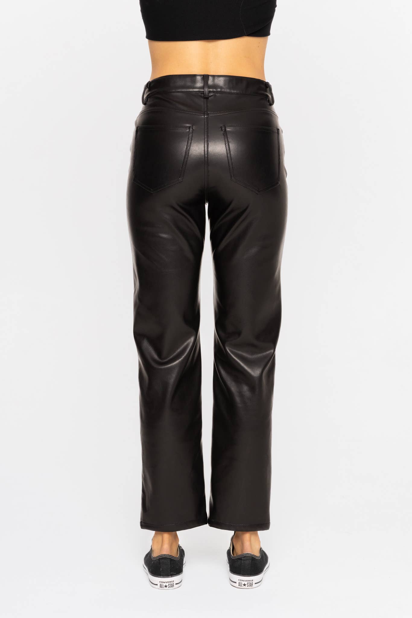 Vegan Leather Straight Leg Pants