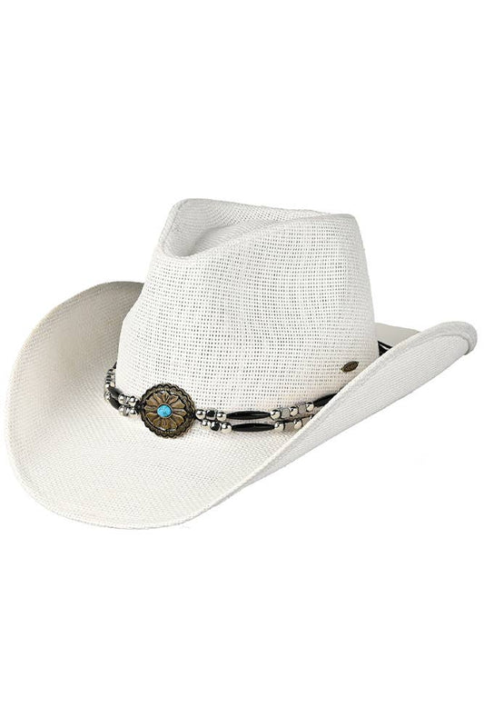 C.C Mixed Ethnic Bead Trim Band Cowboy Hat