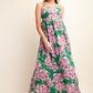 *SMOCKED BACK SIDE POCKET STRAPPY LINED MAXI DRESS