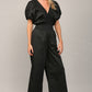 SMOCKED DETAIL OPEN TIE BACK JUMPSUIT