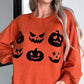 Orange Halloween Pumpkin Face Pattern Drop Shoulder Sweater