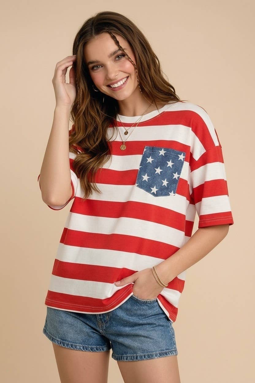 PLUS 4th of July star pocket top