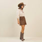 Studded vegan suede mini skirt