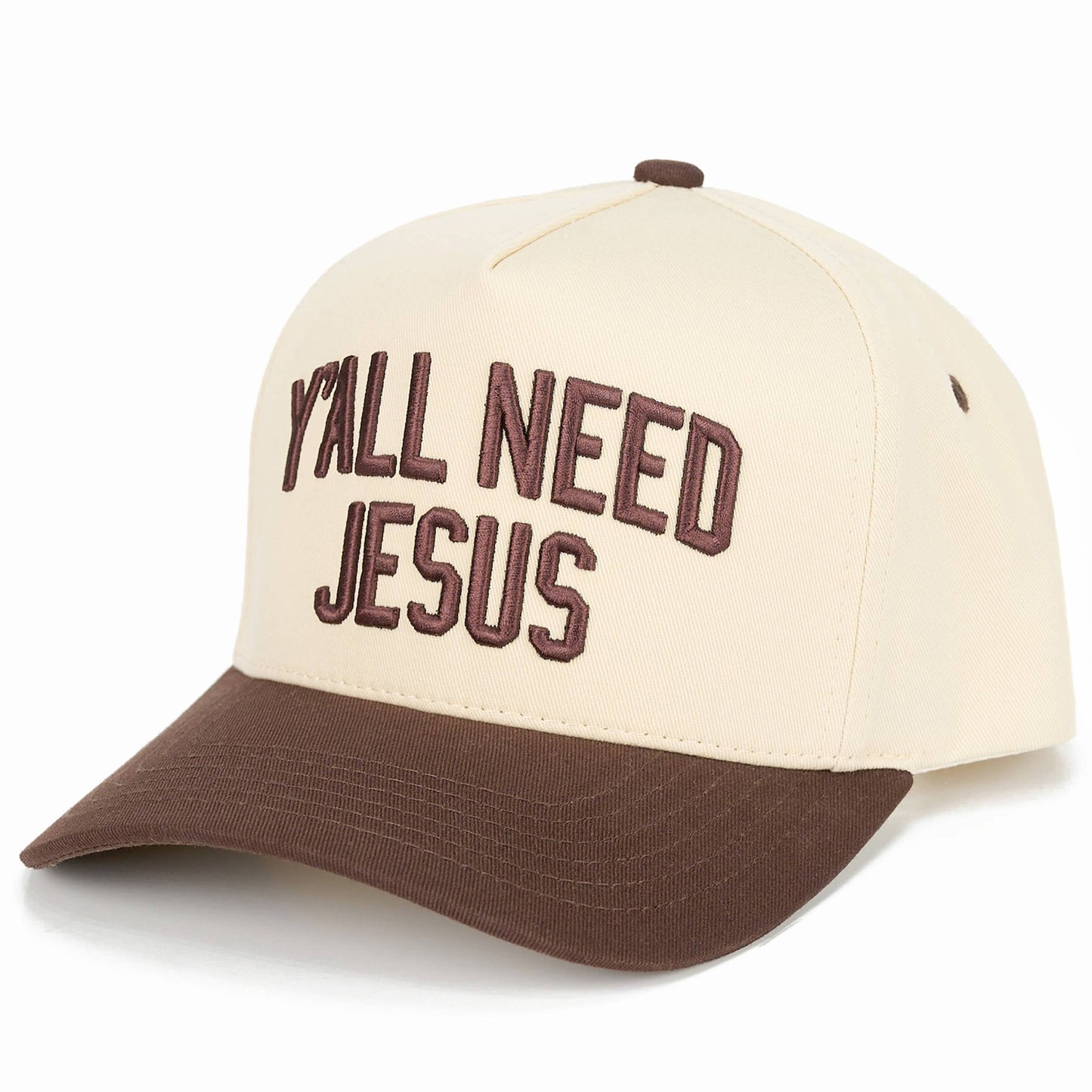 C.C Y'ALL NEED JESUS Embroidered Letter Two Tone Trucker Hat