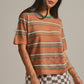 Striped Knit Ringer Tee W Crew Neck