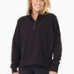 PLUSH HALF-ZIP FLEECE PULLOVER - BLACK