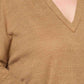 *PLUS SOLID NOTCH NECK KNIT TOP - ALMOND