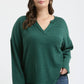 PLUS SOLID NOTCH NECK KNIT TOP - FOREST GREEN