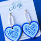 Wood KC Heart Earrings