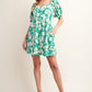 *SOFT FLORAL PRINTED BABYDOLL BUBBLE SLEEVE SIDE POCKET BACK TIED DRESS