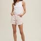 BUBBLEGUM COTTON DENIIM SHORTS WITH DISTRESSED DETAIL