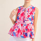 *TIERED SLEEVELESS FLORAL LINED TOP RUFFLE NECK