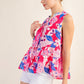 *TIERED SLEEVELESS FLORAL LINED TOP RUFFLE NECK