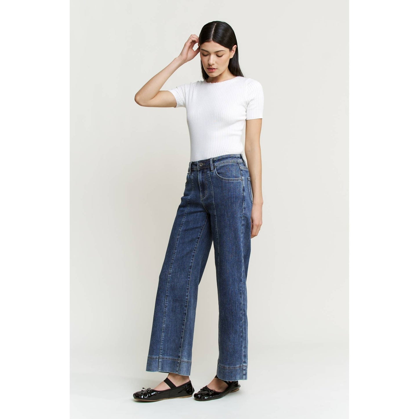 HIGH RISE FRONT SEAM WIDE LEG