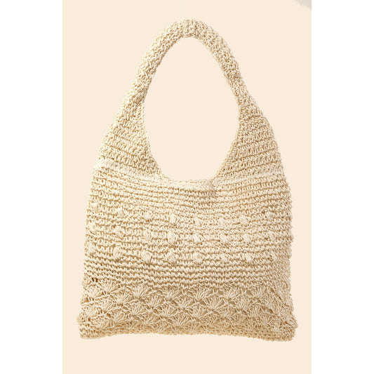 Straw Knitted Handle Body Tote Bag