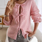 Shes The Cute Bow Detail Sweater Cardigan - Pink