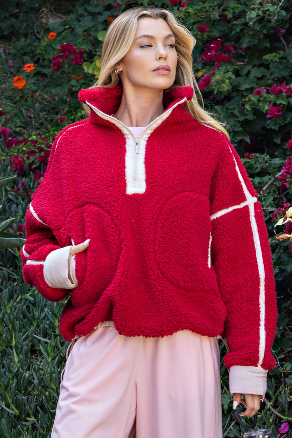 SHERPA MOCK NECK QUARTER ZIP JACKET