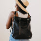 Black Upper East Side Vegan Leather Backpack & Crossbody Tote Bag