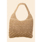 Straw Knitted Handle Body Tote Bag