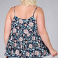 Floral Paisley Print Ruffle Cami Plus Size Top