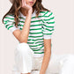 *Puff  Short Sleeve Spring Summer Stripe Top - Apple Green
