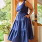 Plus Size Sleeveless Knit Tank Poplin Skirt Mixed Media Dres