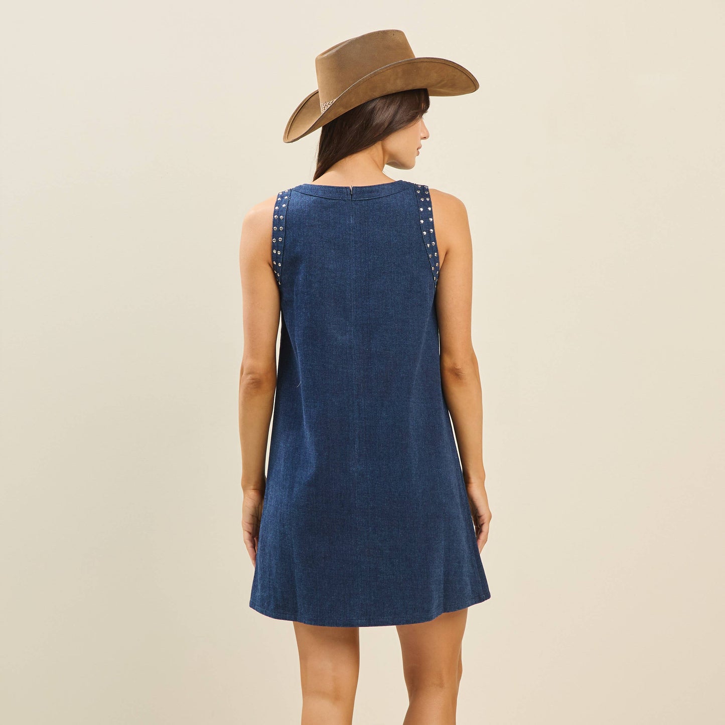 Studded denim dress
