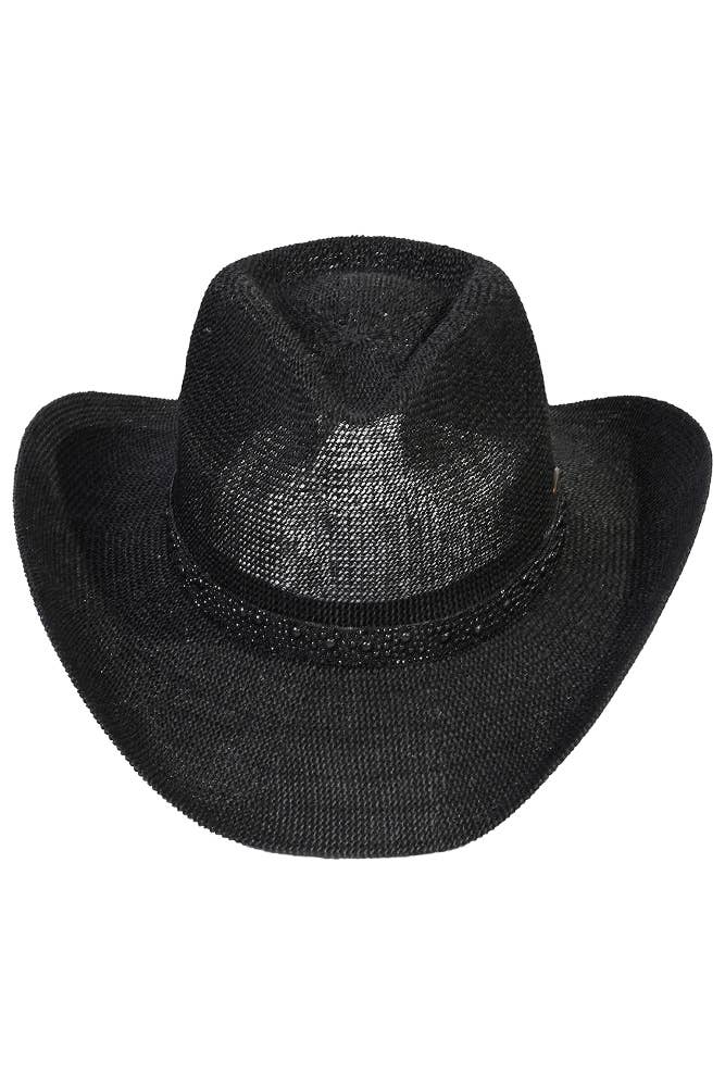 C.C Black Pearl Rhinestone Trim Cowboy Hat