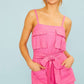 Waist Tie With Belt Cami Utility Romper