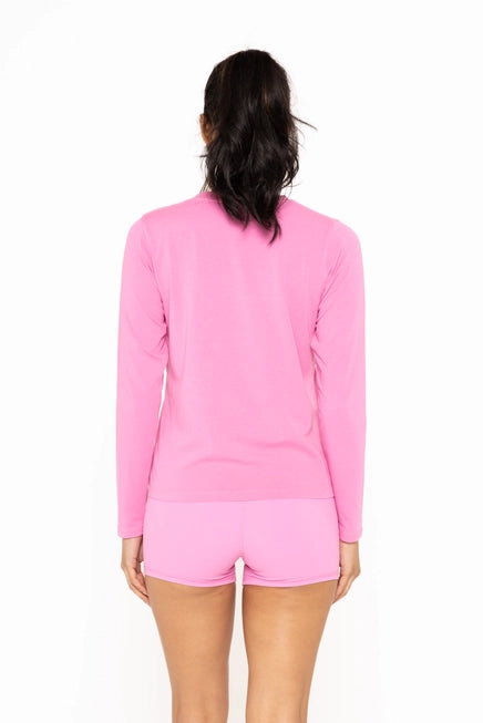 PRIMA COTTON BLEND LONG SLEEVE TEE - FUSCHIA