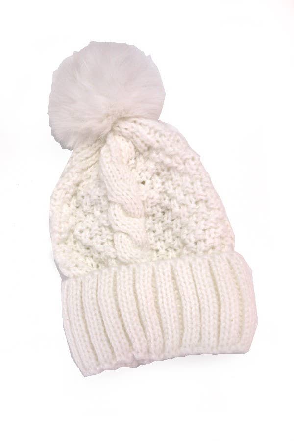 CLASSIC CABLE KNOT POM POM BEANIES HAT