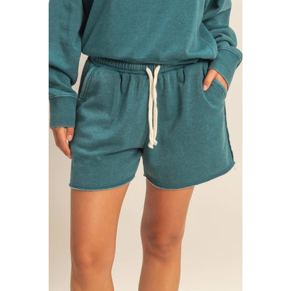 Drawstring Burnout French Terry Shorts - Dark Teal
