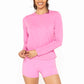 PRIMA COTTON BLEND LONG SLEEVE TEE - FUSCHIA