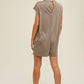 *DARK MOCHA MELANGE KNIT BOXY ROMPER WITH POCKETS