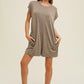 *DARK MOCHA MELANGE KNIT BOXY ROMPER WITH POCKETS