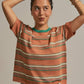 Striped Knit Ringer Tee W Crew Neck