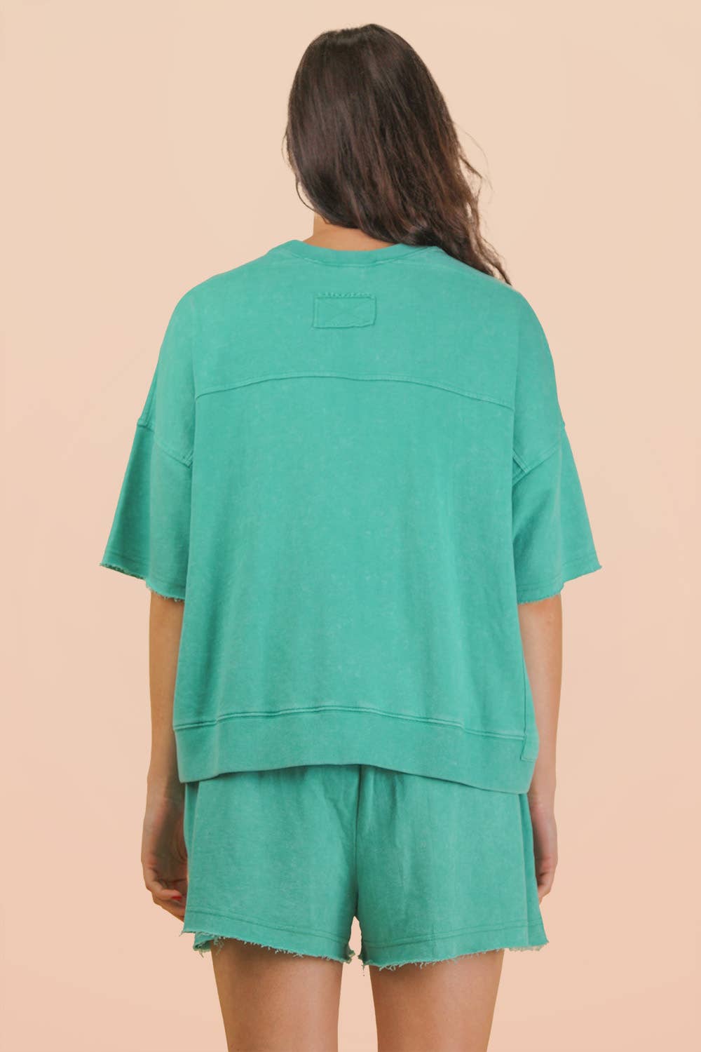 PS Mineral Washed Knit Casual Top & Shorts