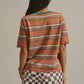 Striped Knit Ringer Tee W Crew Neck