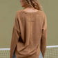 SOLID NOTCH NECK KNIT TOP - ALMOND