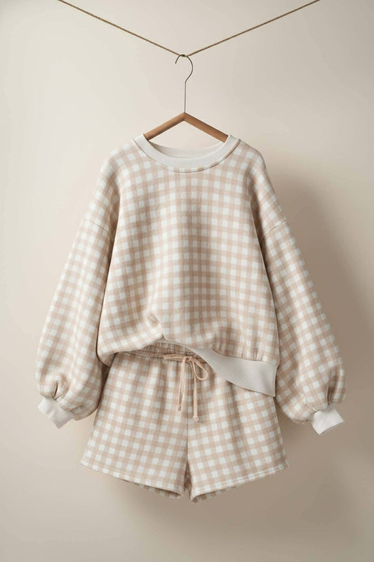 Gingham Fuzzy Knit Lounge Set