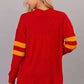 Sleeve Color Block Brush Hacci Cardigan - Red and Gold