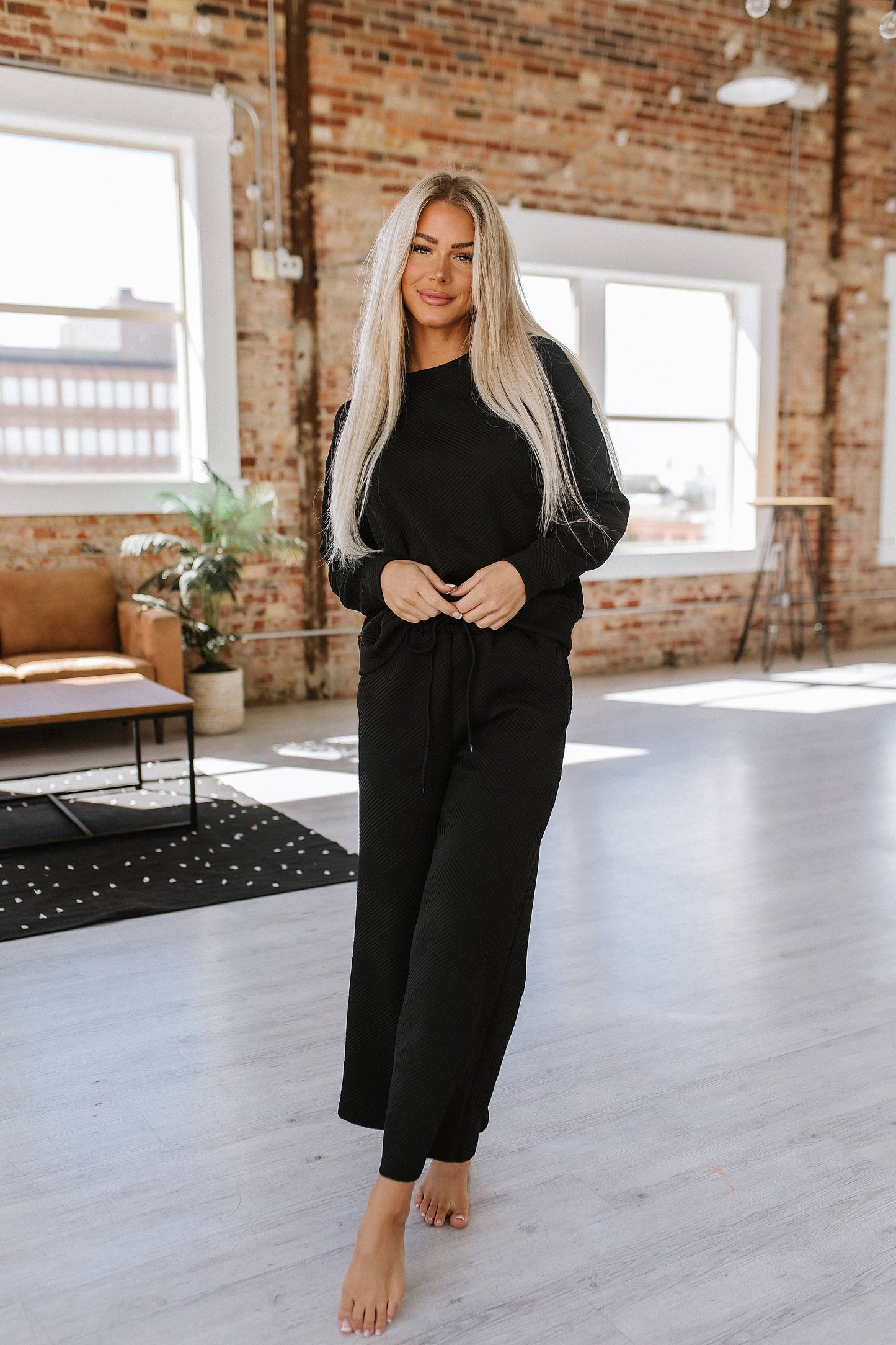 *Black Alex Textured Long Sleeve Set