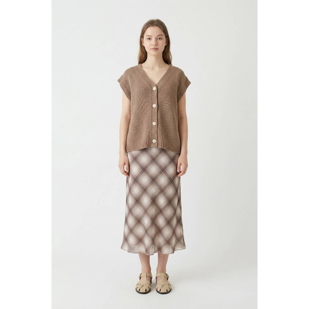 V neck button up sweater vest